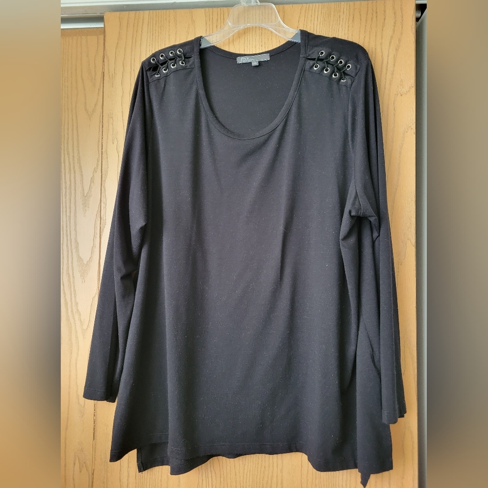 Black Long Sleeved Top with shoulder detail